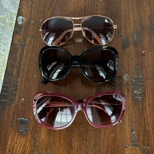 Stylish Women's Sunglasses Set - Black, Brown, Burgundy (2 Tory Burch, 1 JS)